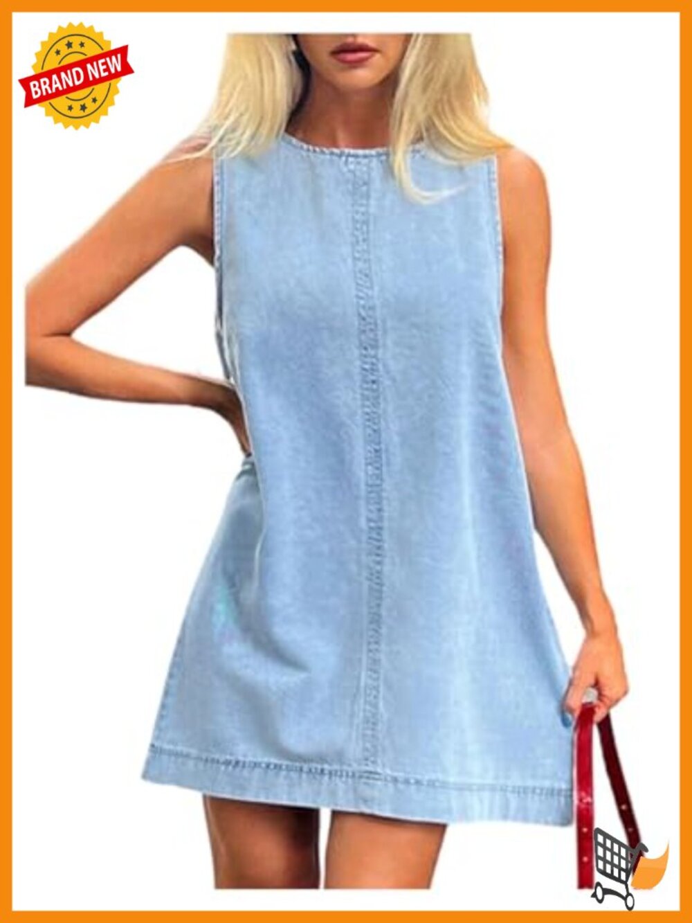 Milumia Denim Mini Dress Women Casual Crew Neck Sleeveless